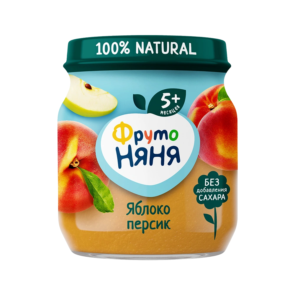 Фрутоняня детское пюре, пюре, 100 г, 1 шт, яблоко + персик фото
