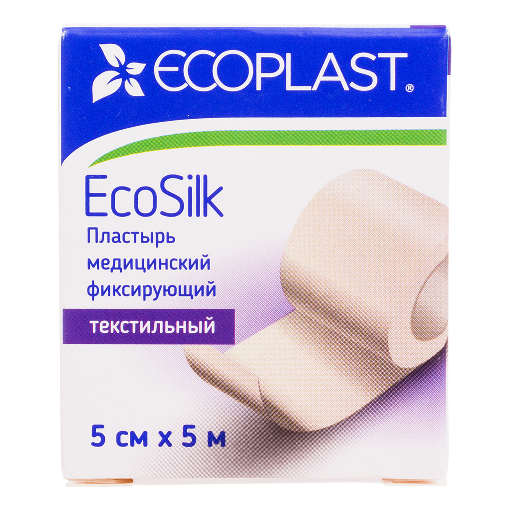 Ecoplast Ecosilk Пластырь фиксирующий, 5 см х 5 м, пластырь медицинский, 1 шт, шелковая основа фото