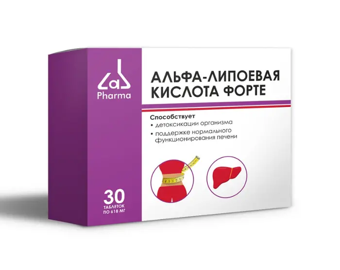 Pharmalab Альфа-липоевая кислота форте, 618 мг, таблетки, 30 шт. фото