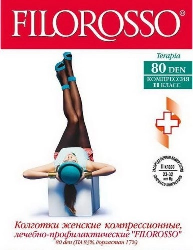 Filorosso колготки компрессионные лечебно-профилактические 80 den 2 класс компрессии, р. 2, 1 шт, бежевого цвета фото