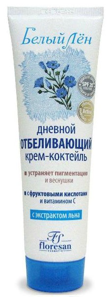 Floresan Белый лен отбеливающий крем, крем-коктейль, 100 мл, 1 шт, дневной фото