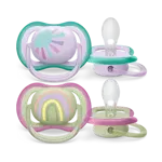 AVENT Ultra Air пустышка силиконовая ортодонтическая с футляром, 2 шт, 0-6 мес, арт. SCF085/59 фото