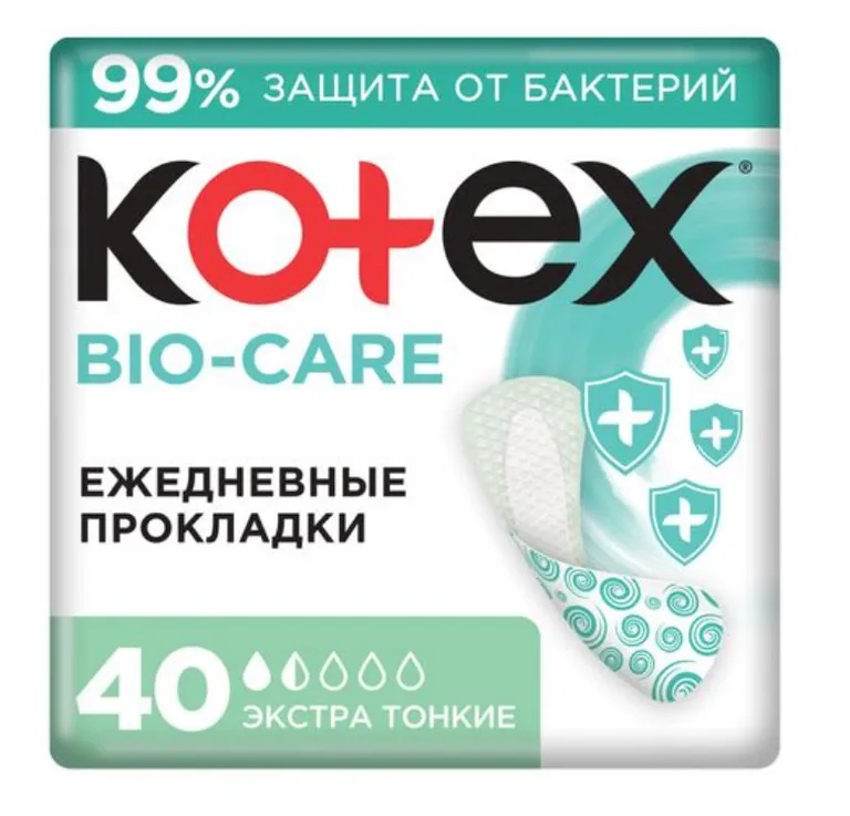Kotex Bio-Care Прокладки ежедневные, прокладки ежедневные, 40 шт, экстратонкие фото