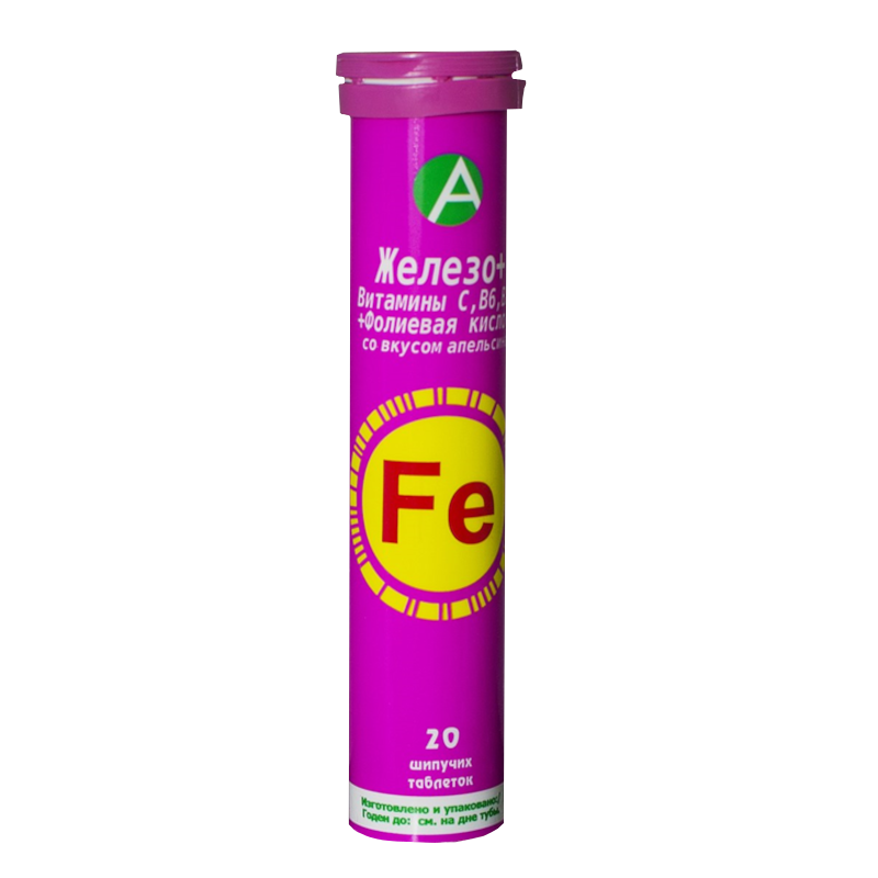 Железо с витаминами C B6 B12 B9, таблетки шипучие, 20 шт. фото
