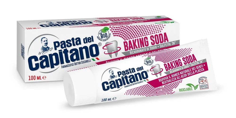 Pasta del Capitano Зубная паста для деликатного отбеливания с содой, зубная паста, 100 мл, 1 шт. фото