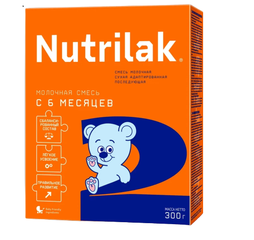 Nutrilak 2 Смесь сухая молочная адаптированная, 6-12 месяцев, смесь молочная сухая, 300 г, 1 шт. фото
