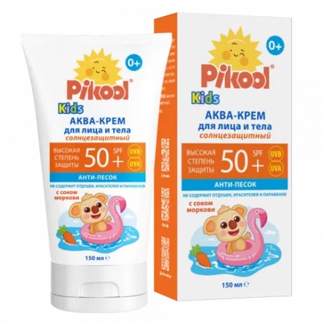Пикул Pikool Аква-крем для детей солнцезащитный SPF 50+, 0+ мес, крем, 150 мл, 1 шт. фото