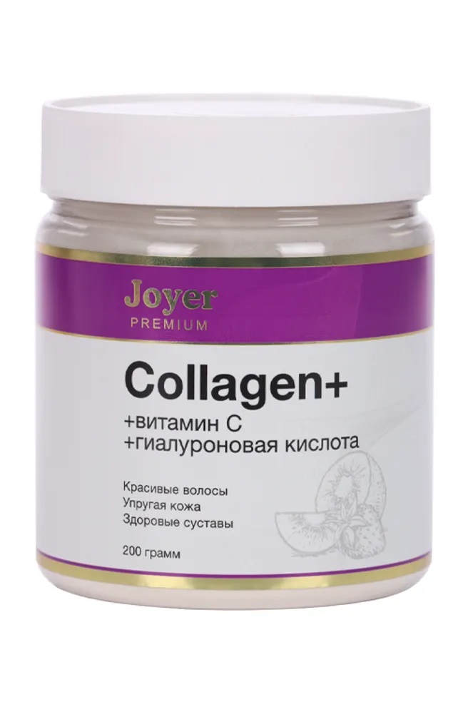 Joyer Premium Коллаген говяжий + Витамин С + Гиалуроновая кислота, порошок, 200 г, 1 шт, киви + клубника фото