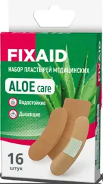 Fixaid Aloe care Набор пластырей медицинских бактерицидных, лейкопластырь, 16 шт. фото