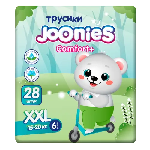 Joonies Comfort Plus Подгузники-трусики для детей, XXL, 28 шт, 15-20 кг фото