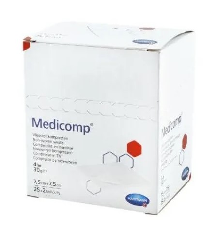Medicomp Салфетки стерильные нетканные, 7.5 см х 7.5 см, салфетки стерильные, 50 шт. фото