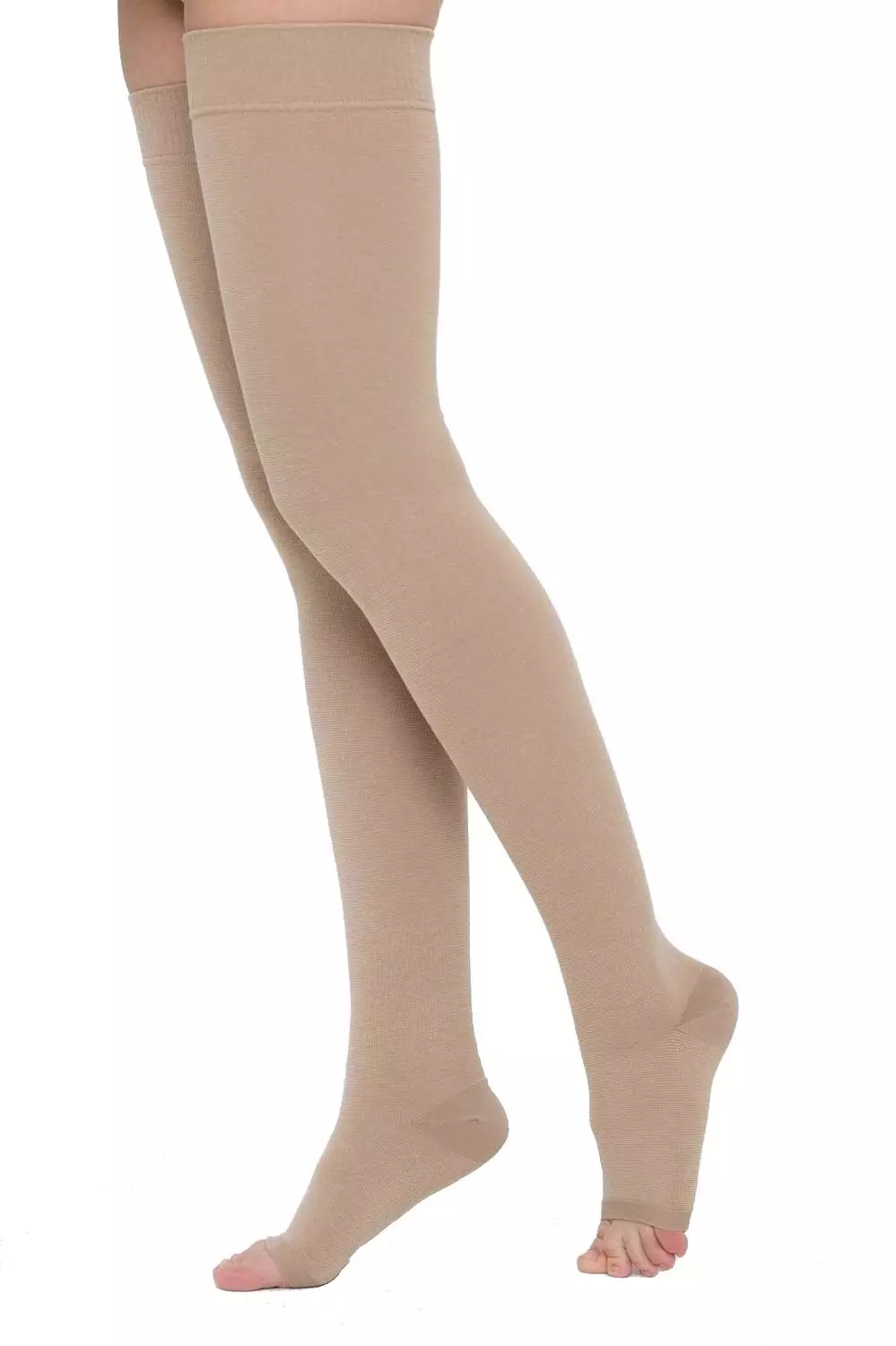 Чулки компрессионные до бедра с открытым мыском, 2 класс компрессии, р. 3, 1 шт, телесного цвета фото