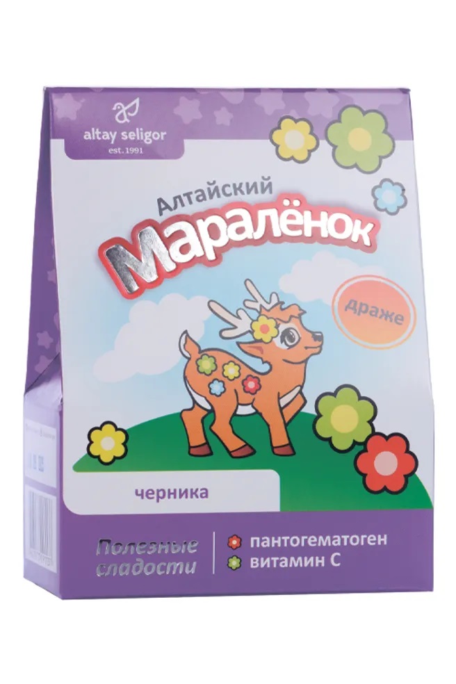 Алтайский мараленок Пантогематоген и черника, драже жевательное, 70 г, 1 шт. фото