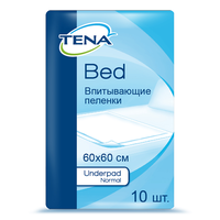 TENA Bed Underpad Normal Пеленки впитывающие (простыни), 60 см x 60 см, 10 шт, 2 капли фото