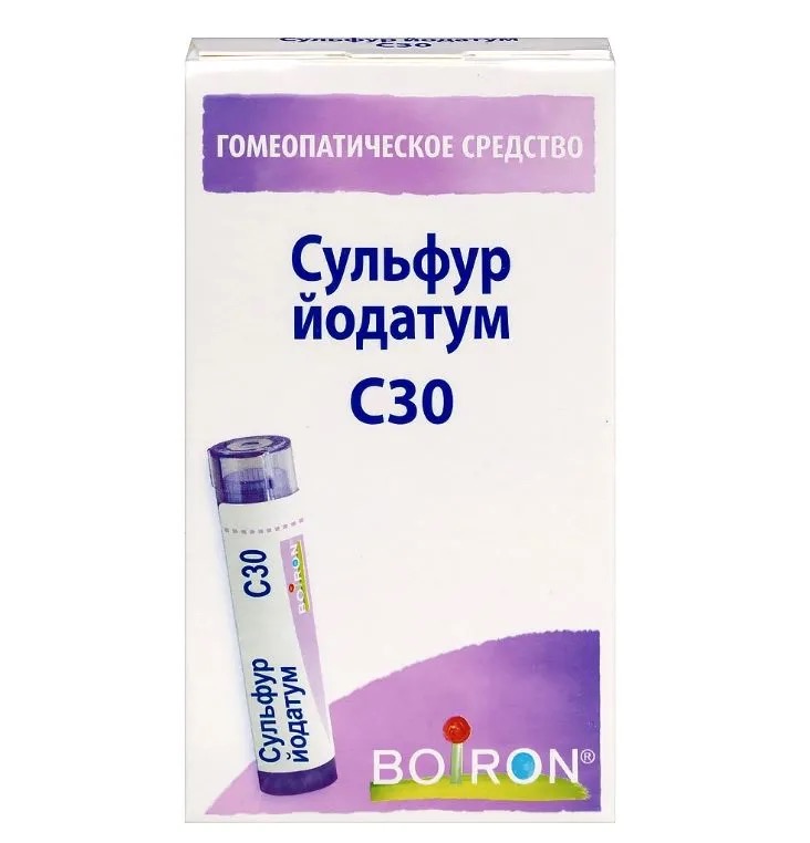 Сульфур йодатум С30, гранулы гомеопатические, 4 г, 1 шт. фото