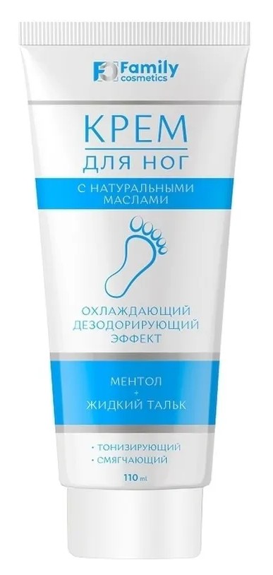 Family Cosmetics крем для ног, крем, 110 мл, 1 шт, с жидким тальком и ментолом фото