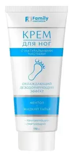 Family Cosmetics крем для ног, крем, 110 мл, 1 шт, с жидким тальком и ментолом фото