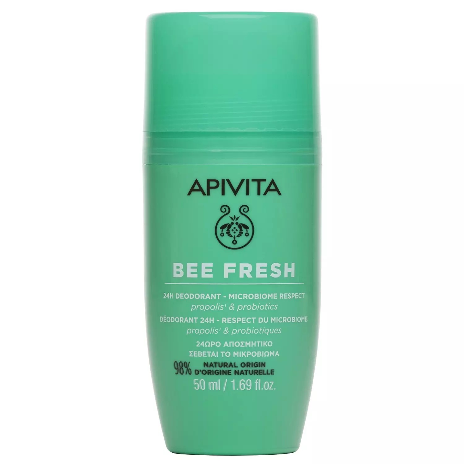 Apivita Bee Fresh Дезодорант-ролик прополисом и пробиотиками 24 ч, ролик, 50 мл, 1 шт. фото