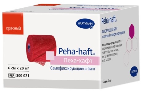 Peha-haft Бинт самофиксирующийся, 6 см x 20 м, 1 шт, красный фото