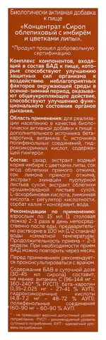 Концентрат сироп облепиховый с имбирем и цветками липы, сироп, 250 мл, 1 шт. фото 2