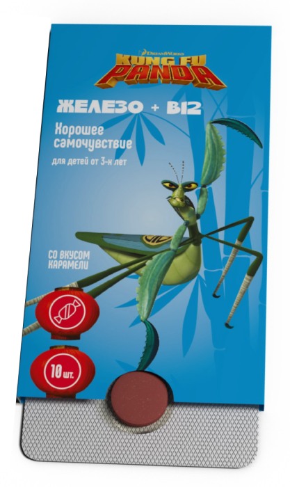 Кунг-Фу Панда Железо + B12, таблетки жевательные, 10 шт. фото