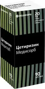 Цетиризин Медисорб, 10 мг/мл, капли для приема внутрь, 20 мл, 1 шт. фото