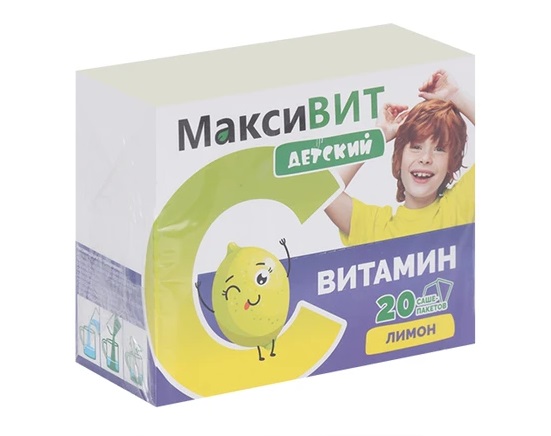 Максивит Витамин С детский, порошок для приема внутрь, 20 шт, лимон фото