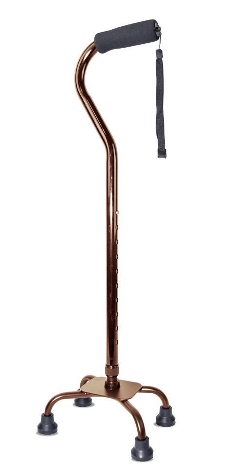 Трость инвалидная телескопическая металлическая с 4-мя опорами AMCQ21, 1 шт, бронзового цвета фото
