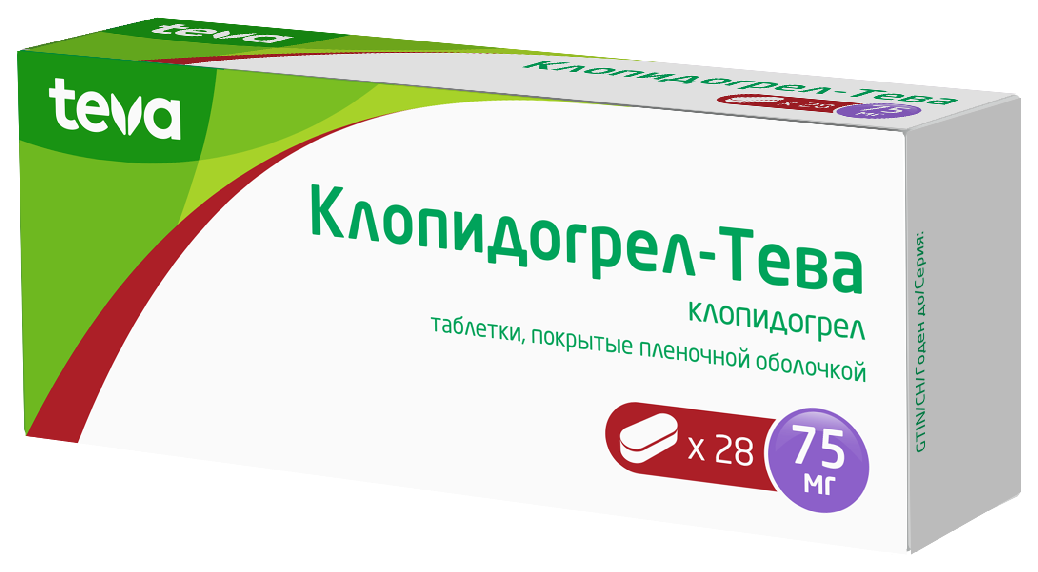 Клопидогрел-Тева, 75 мг, таблетки, покрытые пленочной оболочкой, 28 шт. фото