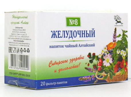 Чайный напиток Алтайский №8 Желудочный, фиточай, 1.5 г, 20 шт. фото