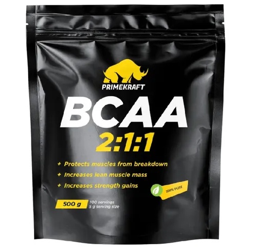 Prime kraft BCAA 2:1:1, порошок, 500 г, 1 шт, без вкуса фото