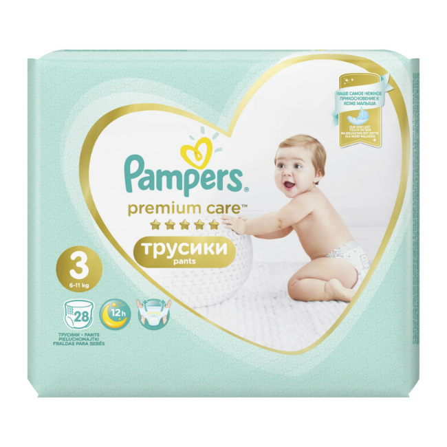 Pampers Premium Care pants Подгузники-трусики детские, р. 3, 28 шт, 6-11 кг фото
