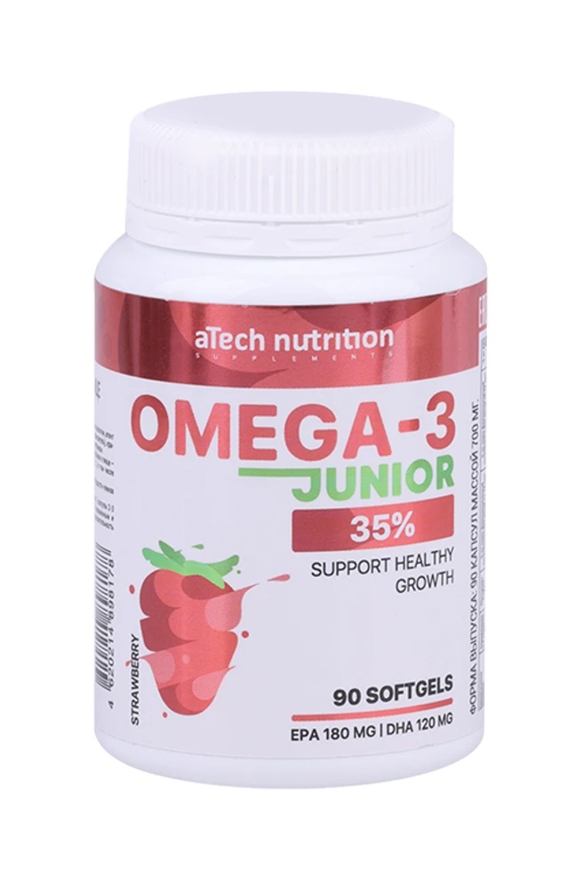Atech nutrition Junior Омега-3 35%, капсулы, 90 шт, клубника фото