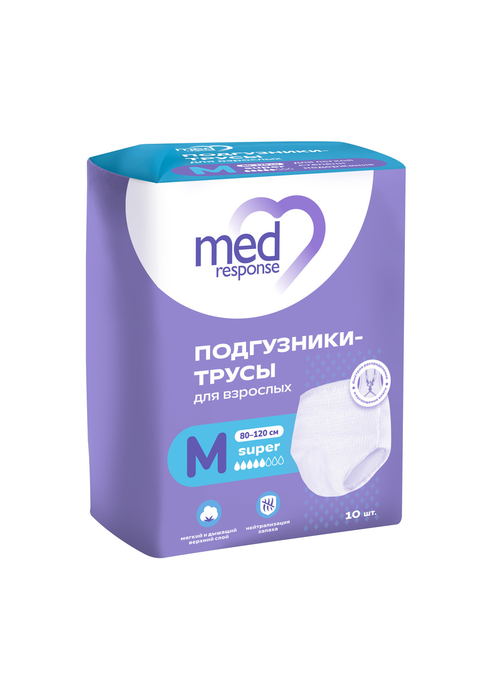 Medresponse Подгузники-трусы для взрослых, M, 10 шт. фото