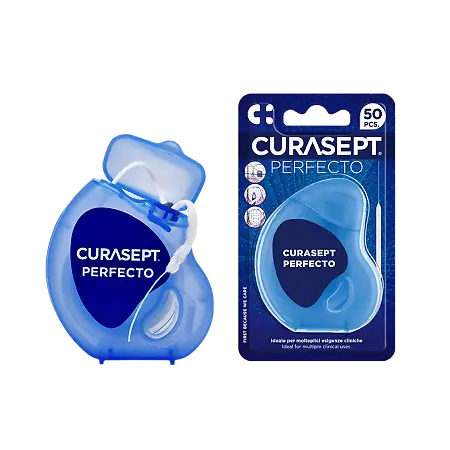 Curasept Perfecto зубная нить губчатая мягковолокнистая суперфлосс, нить зубная, 50 шт. фото
