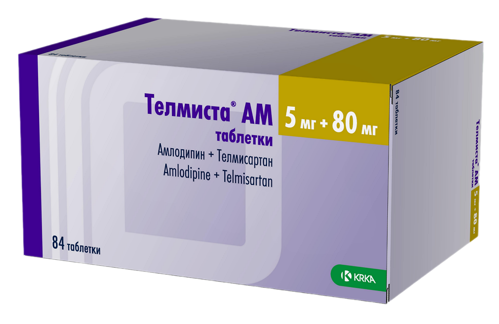 Телмиста АМ, 5 мг + 80 мг, таблетки, 84 шт. фото