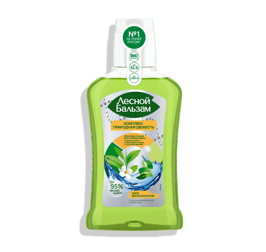 Лесной бальзам Природная свежесть, ополаскиватель полости рта, 400 мл, 1 шт, алоэ + белый чай, с фтором фото
