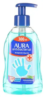 Aura мыло жидкое антибактериальное Алоэ, мыло жидкое, 300 мл, 1 шт. фото