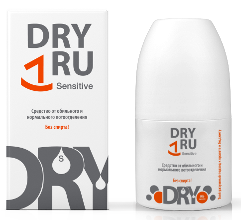 Dry Ru Sensitive средство от обильного и нормального потоотделения, ролик, 50 мл, 1 шт, без спирта фото