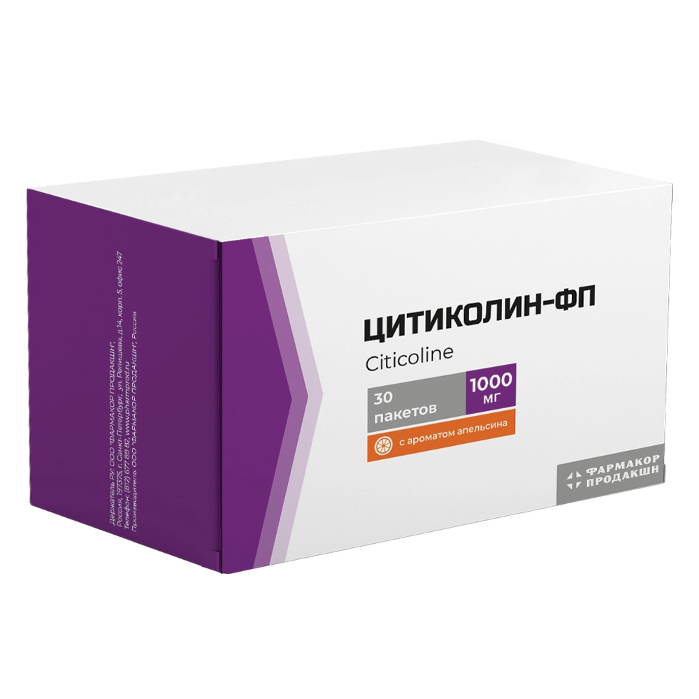 Цитиколин-ФП, 1000 мг, порошок для приготовления раствора для приема внутрь, 4 г, 30 шт, со вкусом апельсина фото