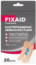 Fixaid Standart Лейкопластыри бактерицидные, 1.9 см х 7.2 см, лейкопластырь, 20 шт, телесный, полимерная основа фото