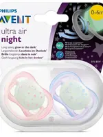 AVENT Ultra Air Пустышка силиконовая ортодонтическая ночная с футляром, 0-6 месяцев, 2 шт, арт. SCF376/12 фото