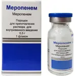 Меропенем, 0.5 г, порошок для приготовления раствора для внутривенного введения, 1 шт. фото