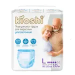 Kioshi Подгузники-трусы для взрослых ультратонкие, Large L, 10 шт, 95-120 см фото