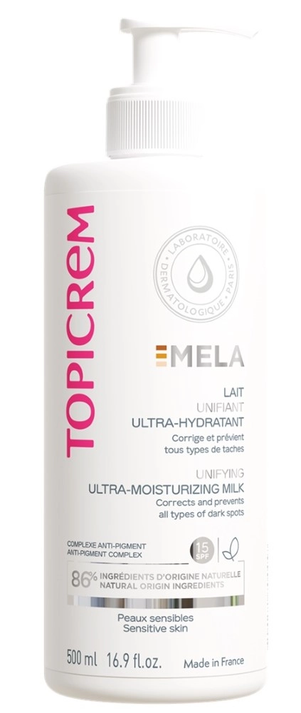 Topicrem Mela молочко для выравнивания тона ультра-увлажняющее, молочко, 500 мл, 1 шт, SPF 15 фото