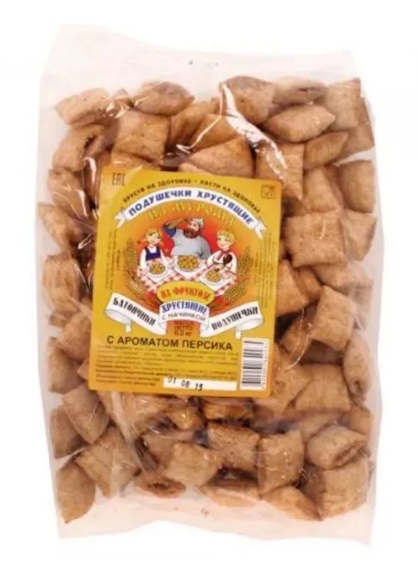 Подушечки хрустящие из Мурома на фруктозе, 200 г, 1 шт, с ароматом персика фото