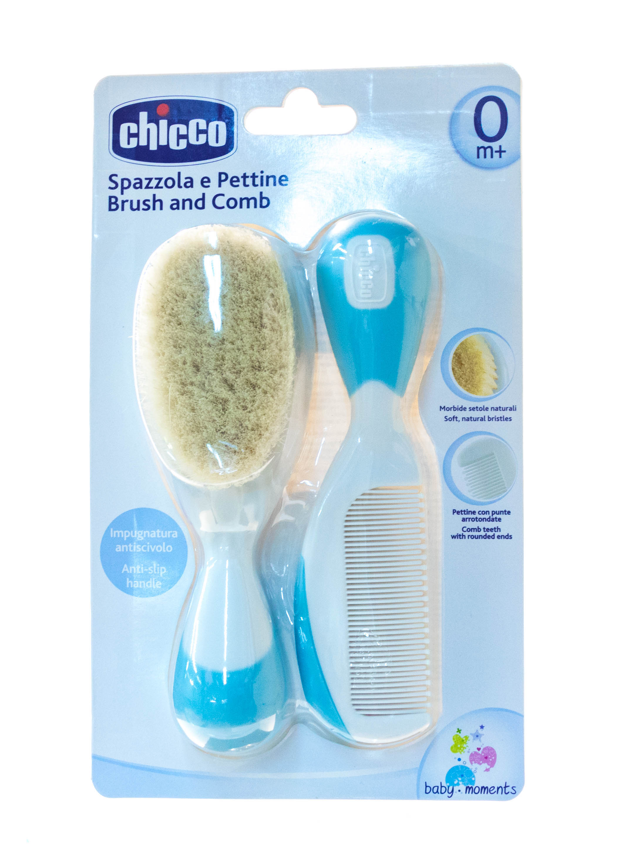 Chicco Набор расческа и щетка, 1 шт, голубого цвета фото