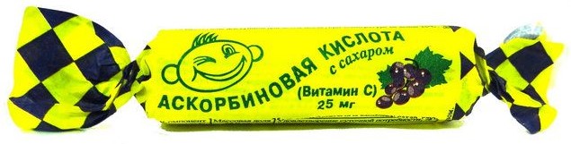 Аскорбиновая кислота с сахаром, 25 мг, таблетки, 10 шт, смородина фото