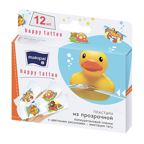 Matopat Happy Tattoo Пластырь, пластырь в комплекте, 12 шт. фото
