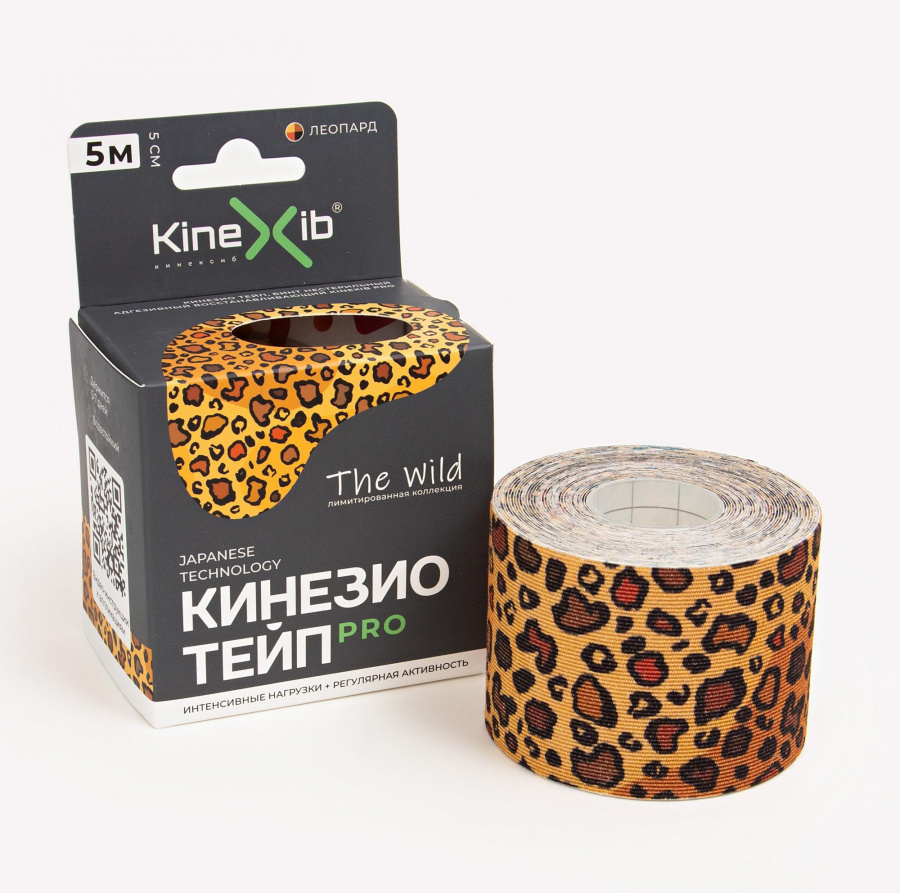 Kinexib Pro Wild Кинезио-тейп, 5 см х 500 см, 1 шт, принт леопард фото
